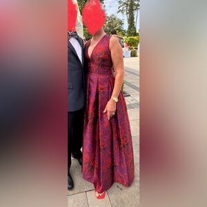 Sachin + Babi Red Sleeveless V-Neck Maxi Gown